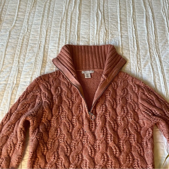 2/$30 Sincerely Jules Cable Knit Chunky Turtle Neck Zipper Sweater Pink SZ XS - Picture 2 of 11